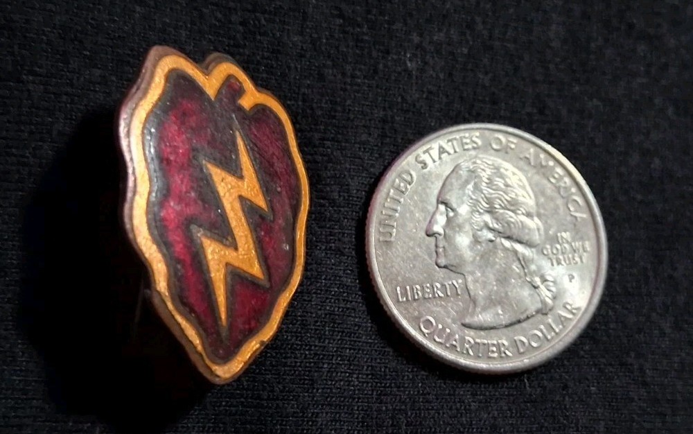 WWII Patch Type 25th Division Enameled Pin With repaired Back Clip