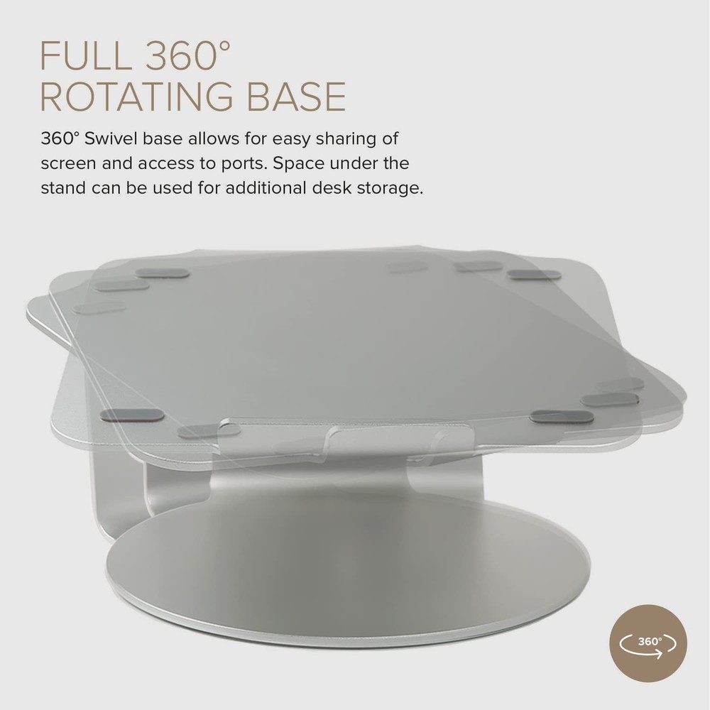 E4 - Laptop Stand with 360 Rotating Base & Built-in Cable Ring — Ergonomic Al...