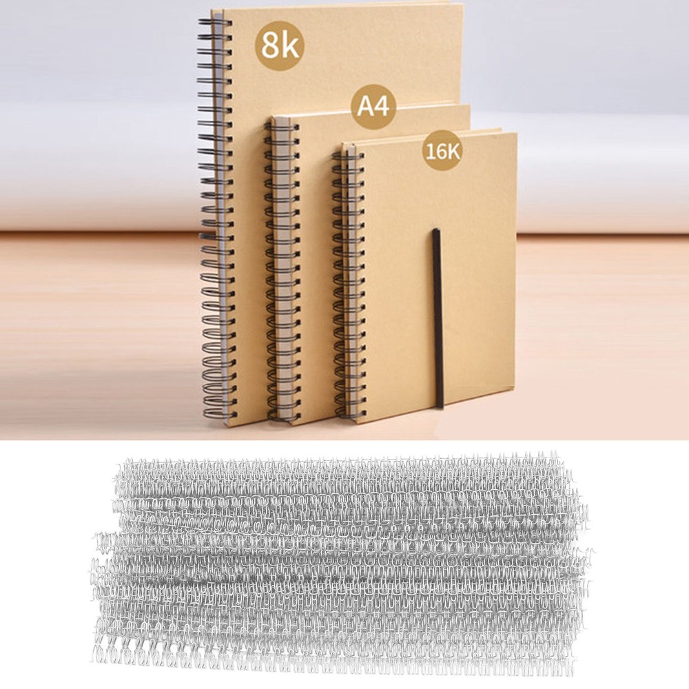 Silver 100x Double Loop Wire Binding Spine 20 Sheet Capacity 3:1 Pitch 34 Loop 6