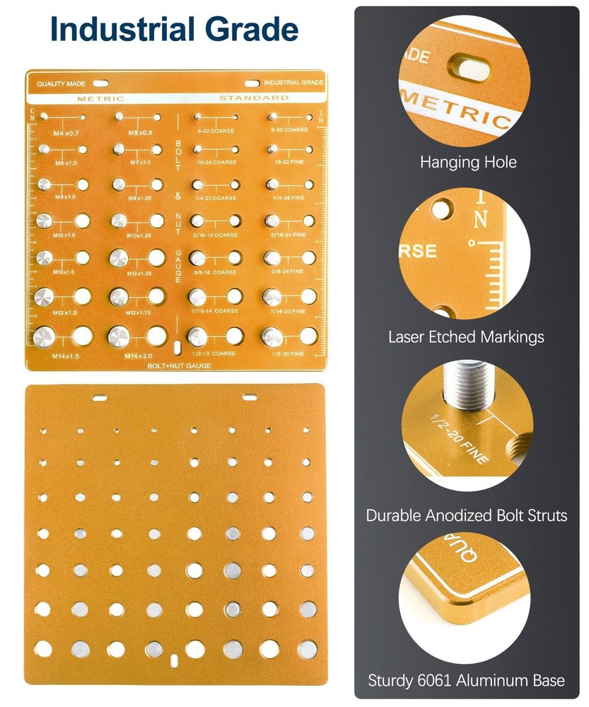 28 Nut and Bolt Thread Checker Bolt Identifier Board Bolt and Nut Identifier....