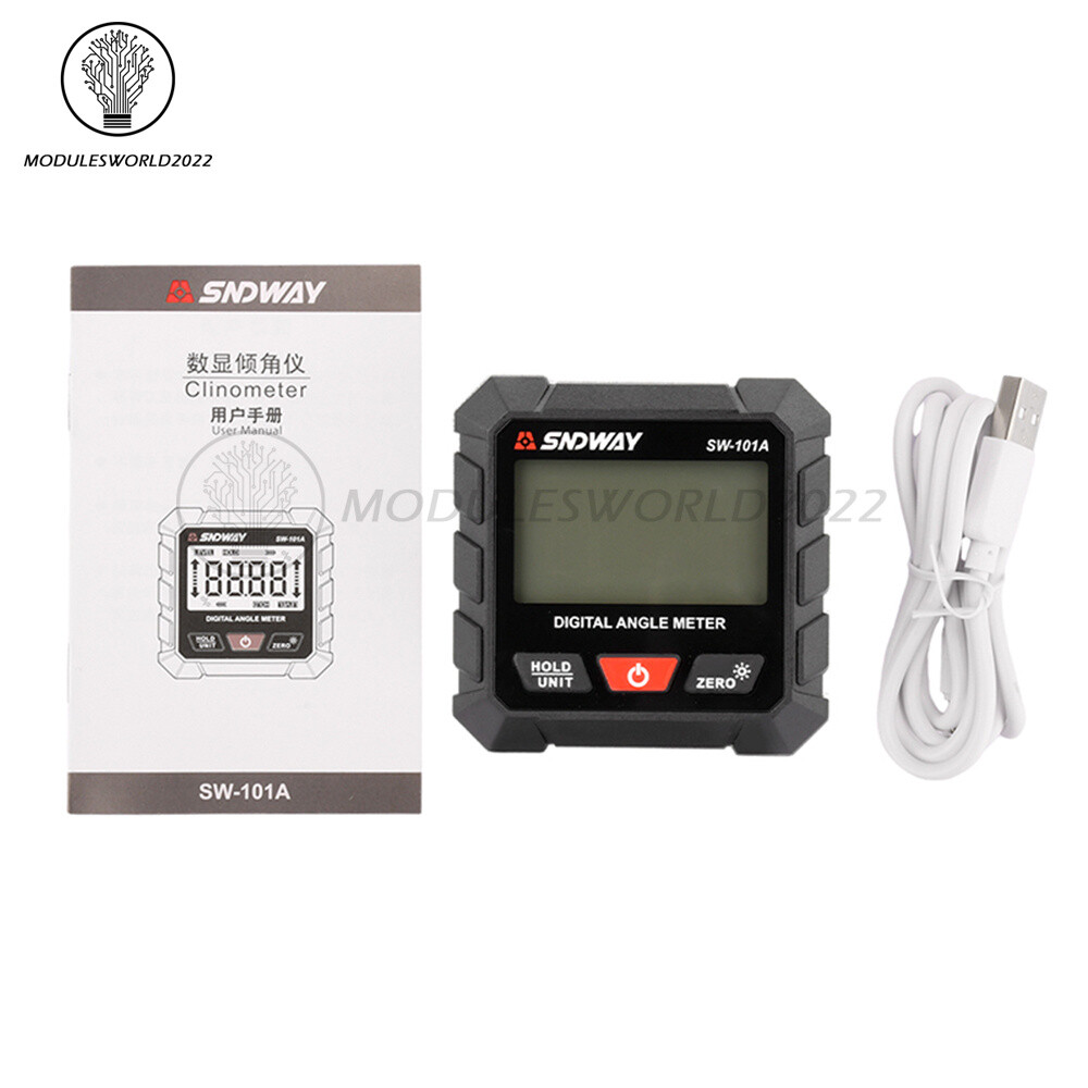 Digital Angle Gauge Protractor Inclinometer Rechargeable Level Box Gauge 4*90°
