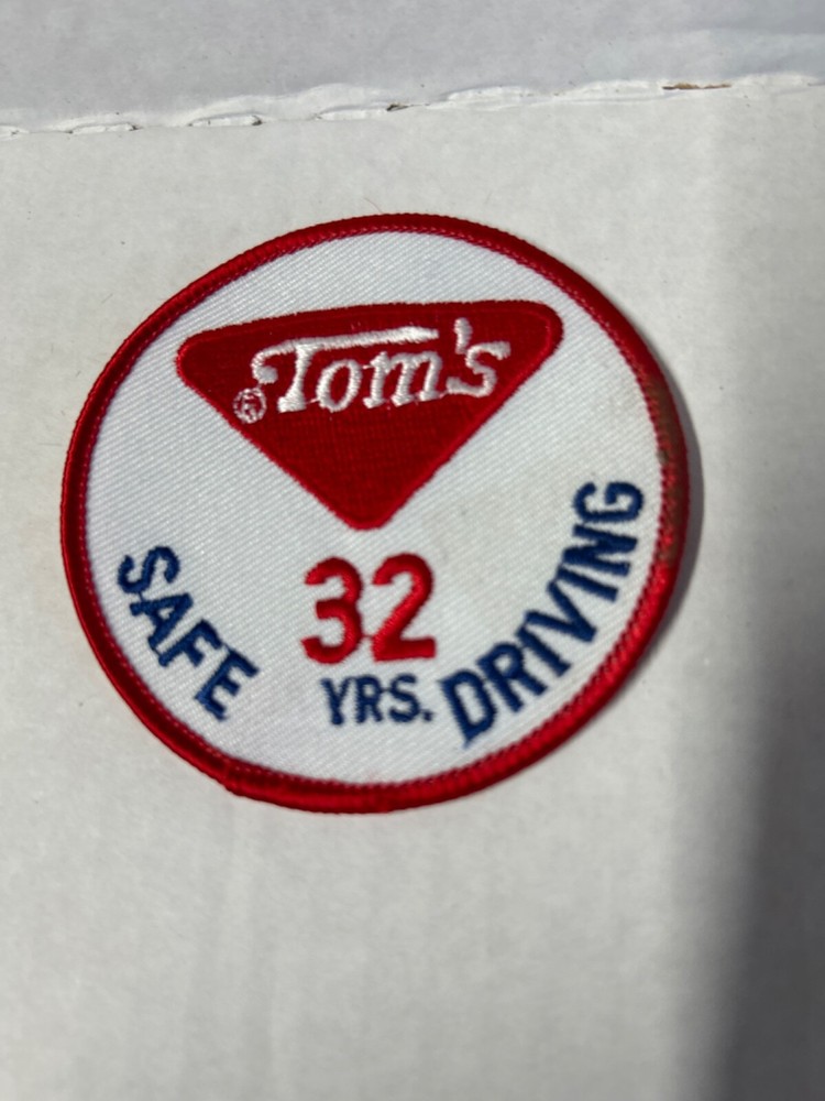 Vintage Tom's Peanuts Cloth Patch Safe 32 YRS. Driving