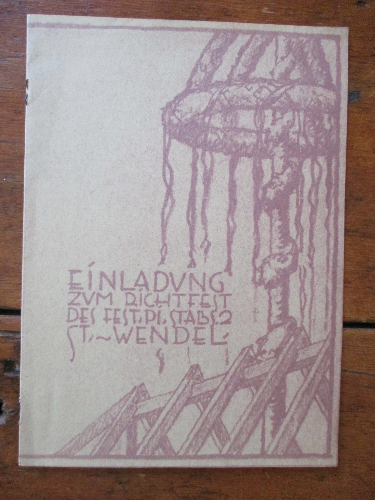 RARE 1939 invite ARMY CAMP CONSTRUCTION  ST WENDEL TOPPING OUT ceremony WWII