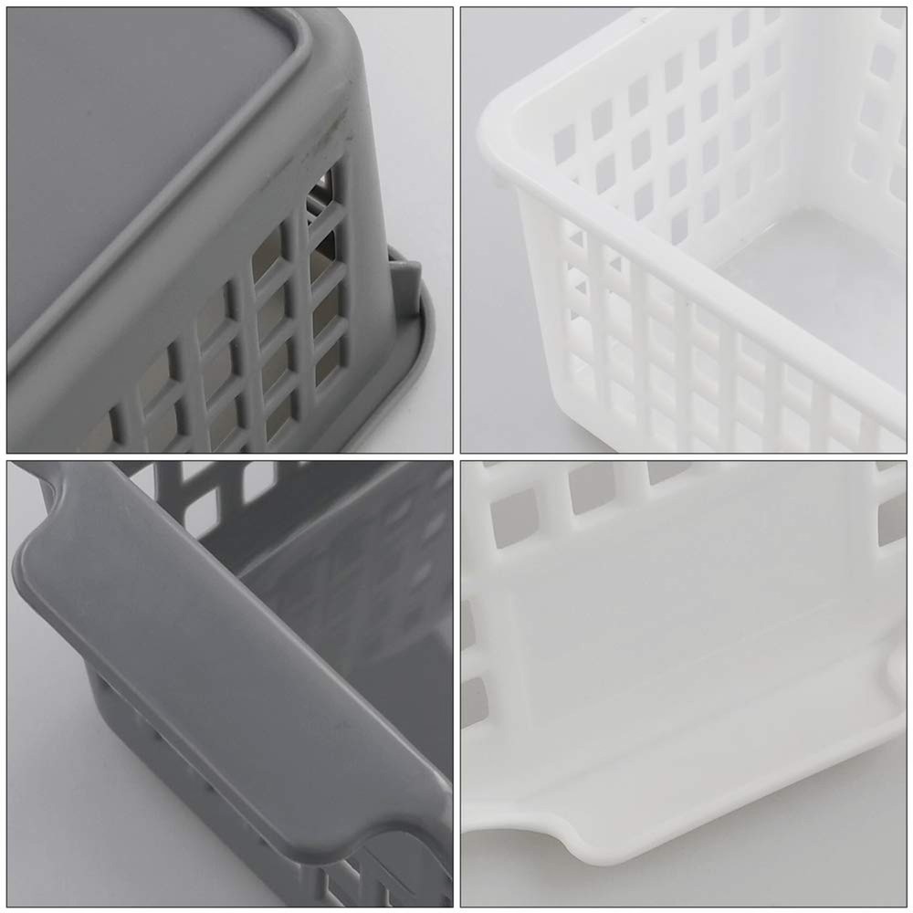 Slim Plastic Storage Baskets, Plastic Rectangle Storage Baskets, 6 Packs
