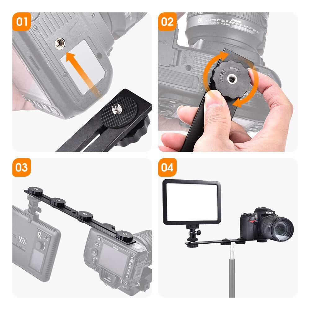 11 Inch Flash Bracket Long Dual Camera Mount Flash Bracket Extension Bar With 1/
