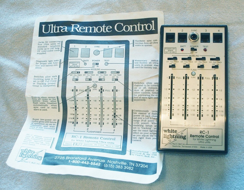 White Lightning RC-1 Remote Control For White Lightning Flash Units = tested!