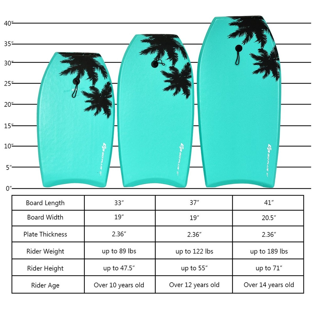 41" Super Surfing Core Bodyboard W/Leash IXPE Deck EPS Lightweight Green