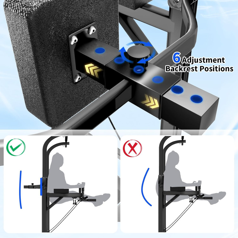 Pull up Bar Power Tower Dip Station, Adjustable Strength Training Equipment for