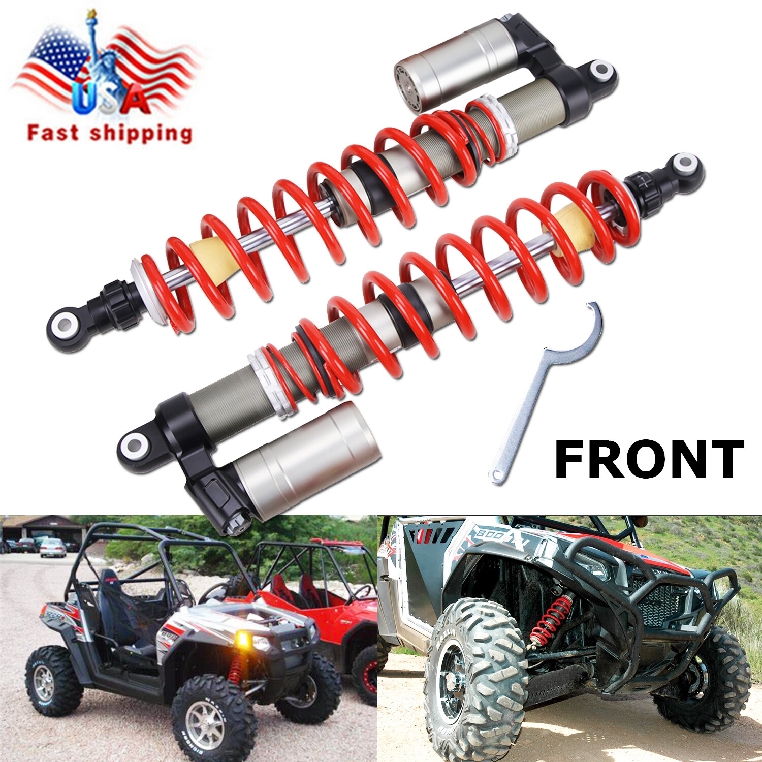 STAGE 3 REAR SHOCK ABSORBER SET FOR POLARIS RZR 800 S DUAL RATE FULLY ADJUSTABLE