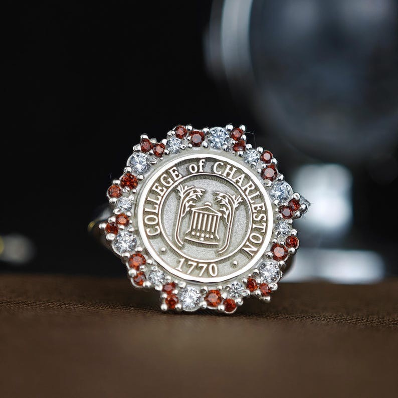 Custom Personalized College of Charleston Ring 1770, Silver & Gemstones
