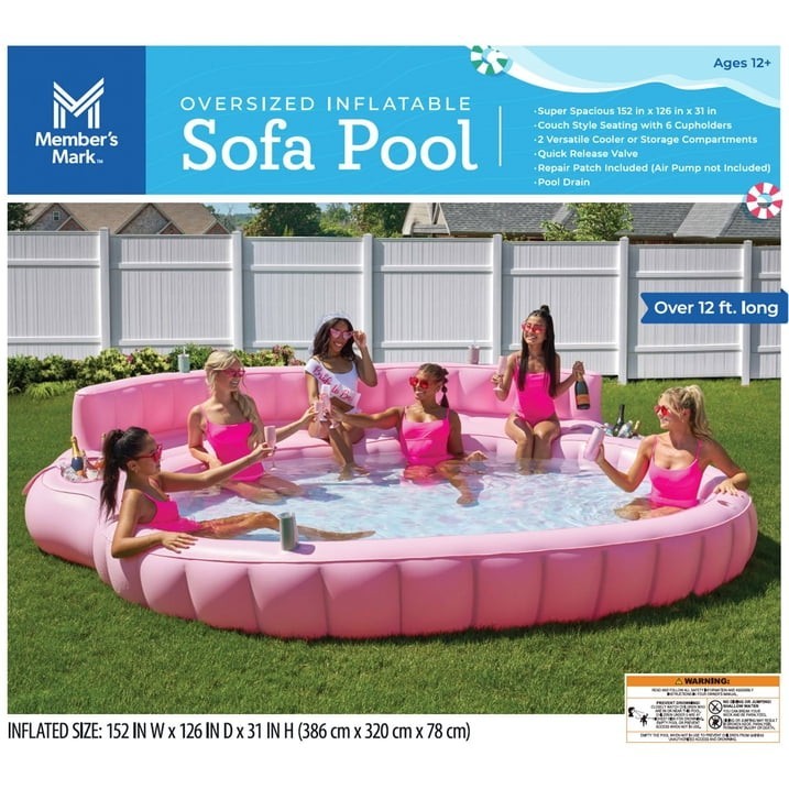 Member's Mark Oversized Inflatable Sofa Pool , Pink
