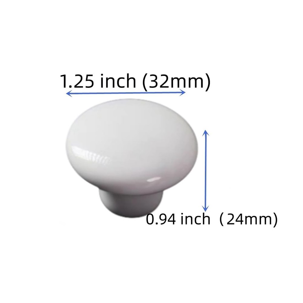 10 Pack White Ceramic Cabinet Knobs, Round, Drawer Pull, Kitchen, Screws
