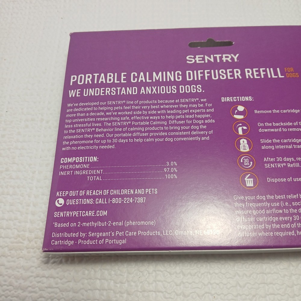 Sentry Portable Calming Diffuser Refill for dogs.