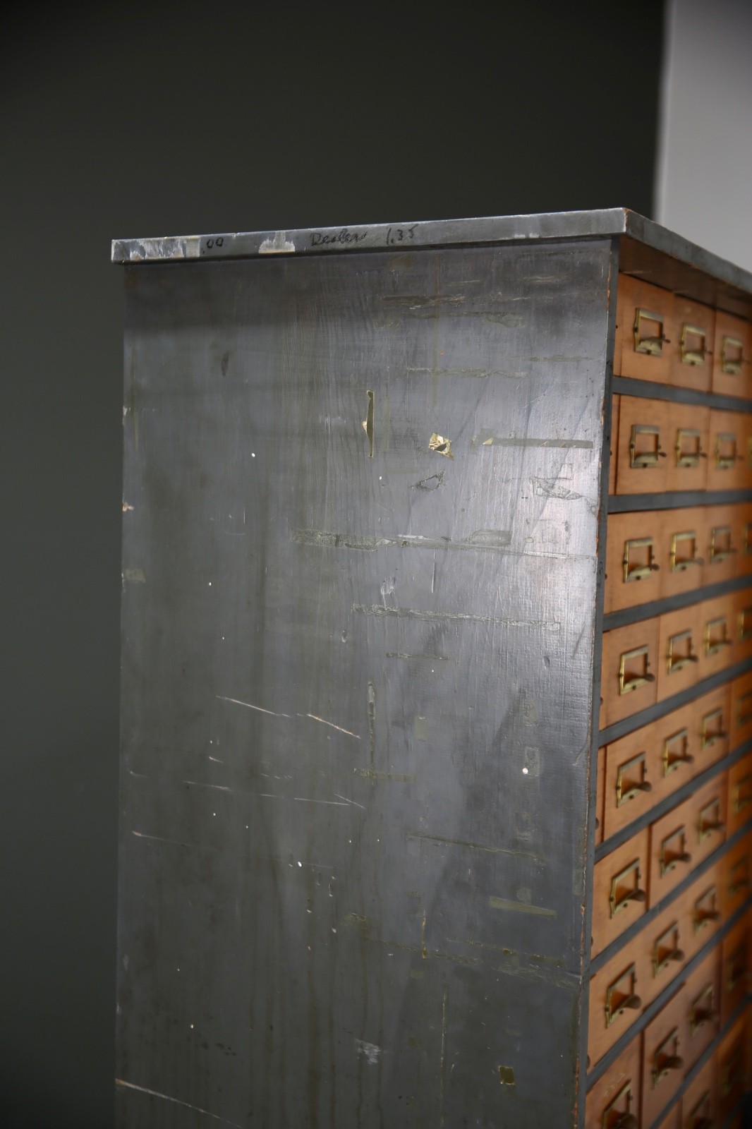 Antique Card Catalog Wood Apothecary Cabinet industrial vintage drawer cubby