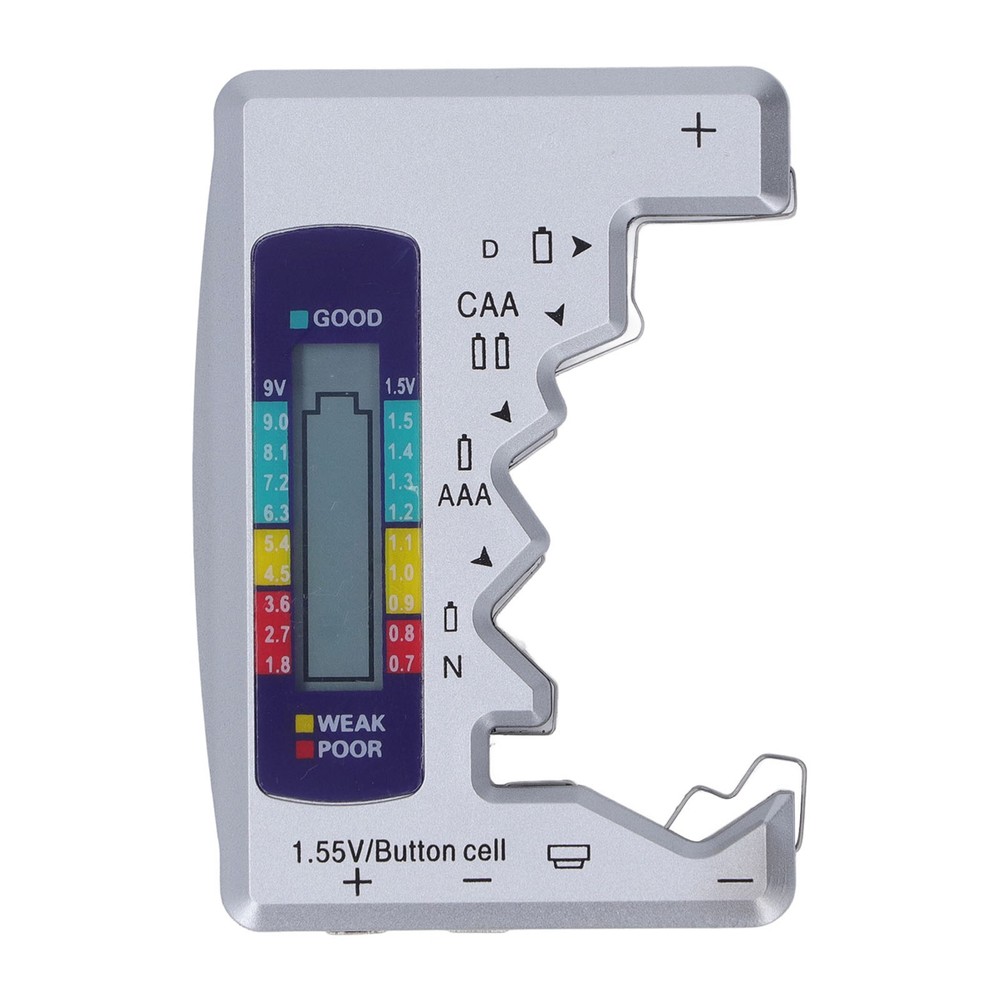 Digital Battery Tester LCD Screen Button Cell Battery Checker Silver