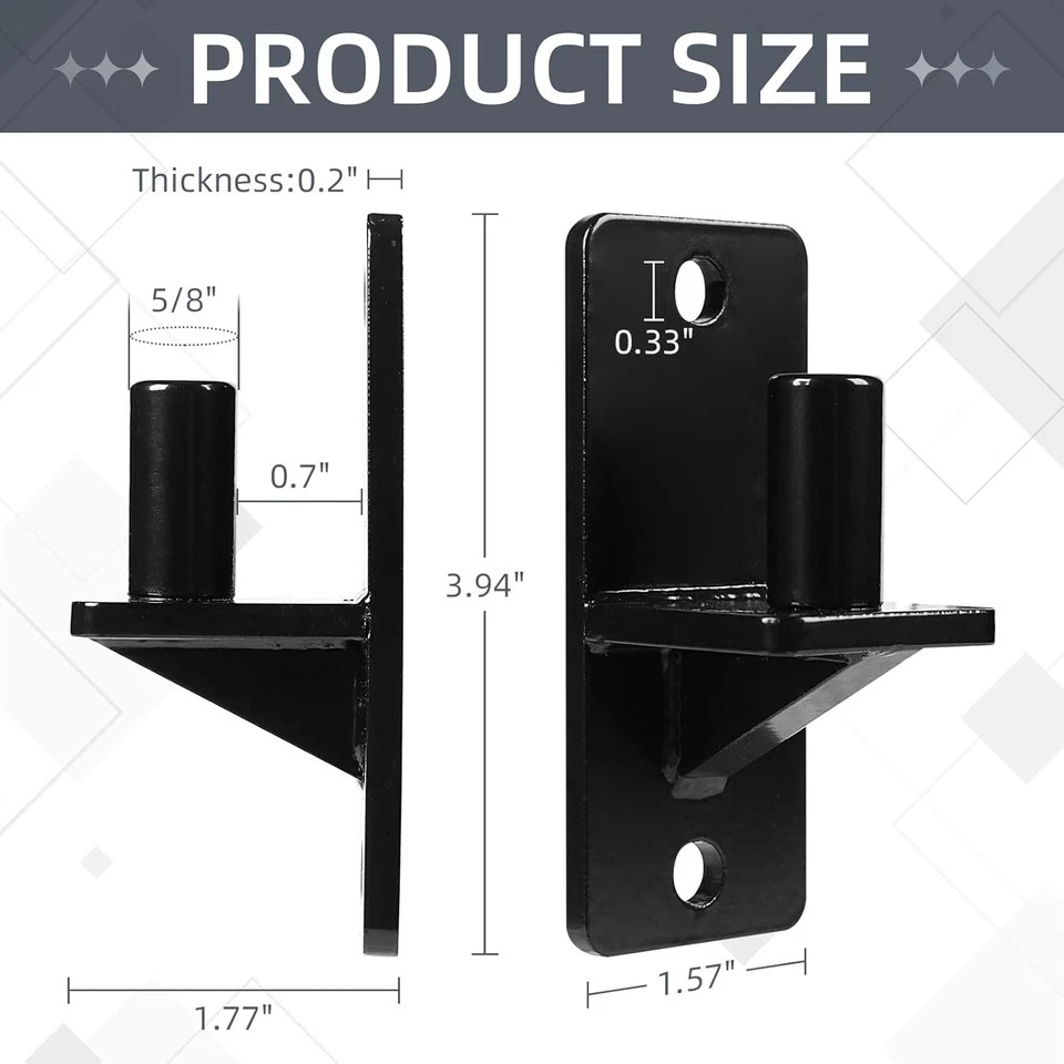 Wall Mount Gate Hinges, Black Farm Gate Hinge, 2 Pack Chain Link Fence Gate Hing