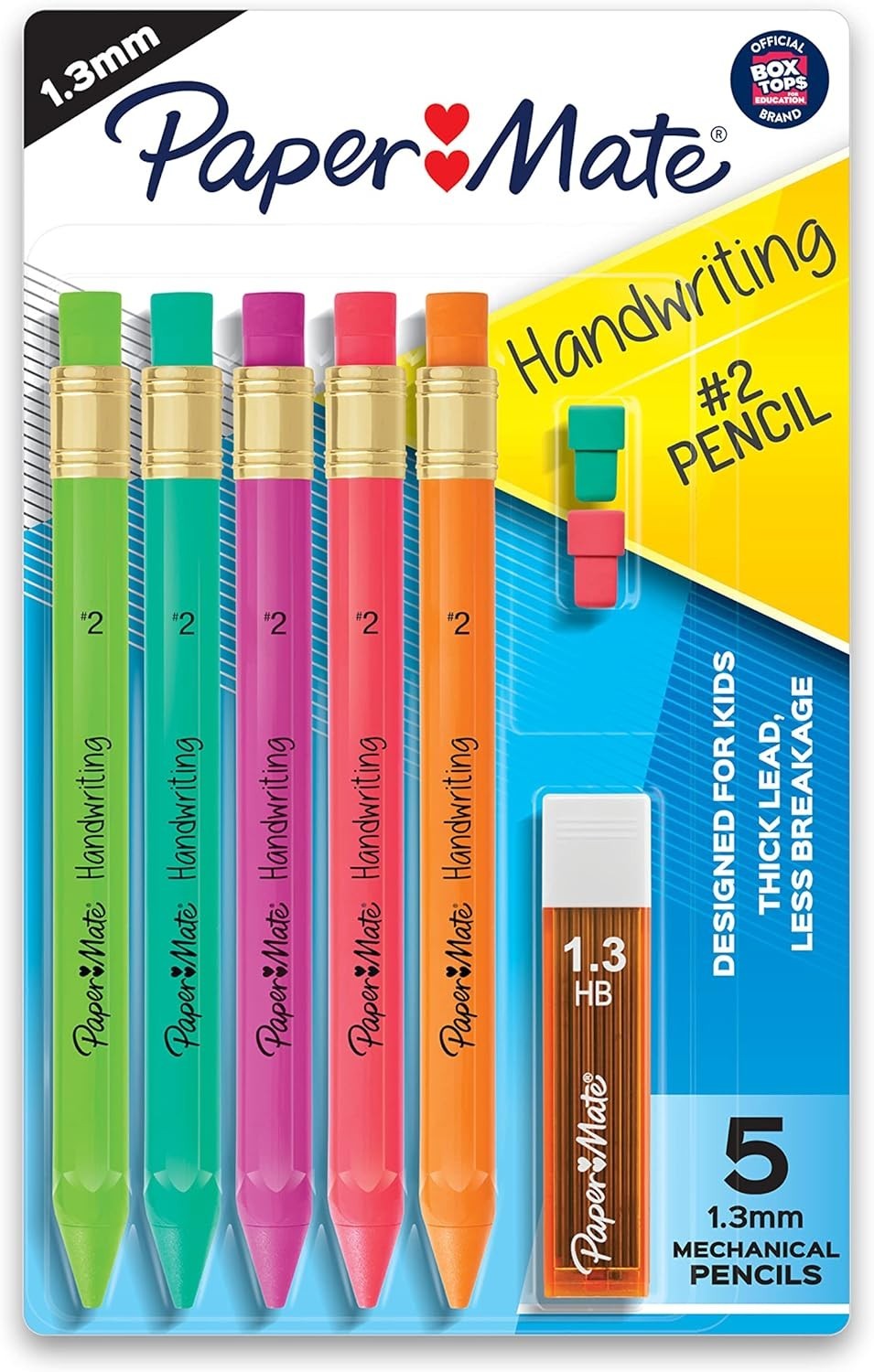 Handwriting Triangular Mechanical Pencil Set with Lead & Eraser Refills, 1.3Mm,