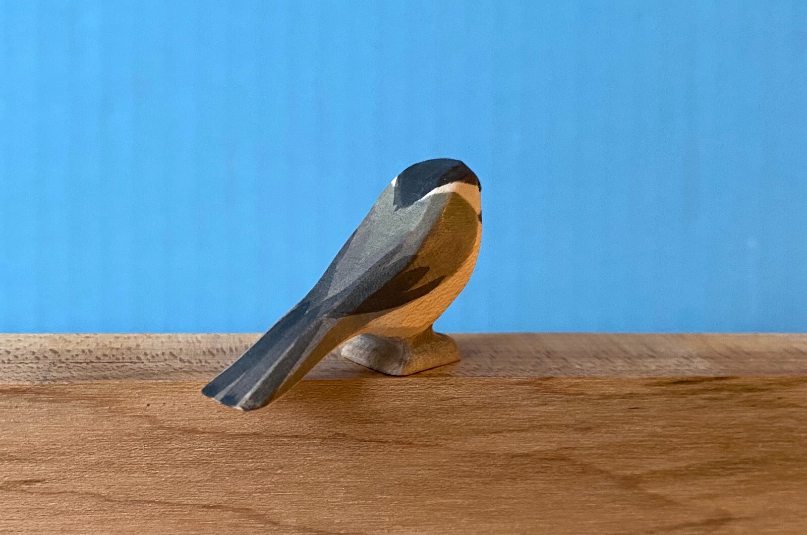 Chickadee bird, hand made Waldorf wooden toy figure Ostheimer type Scherbak