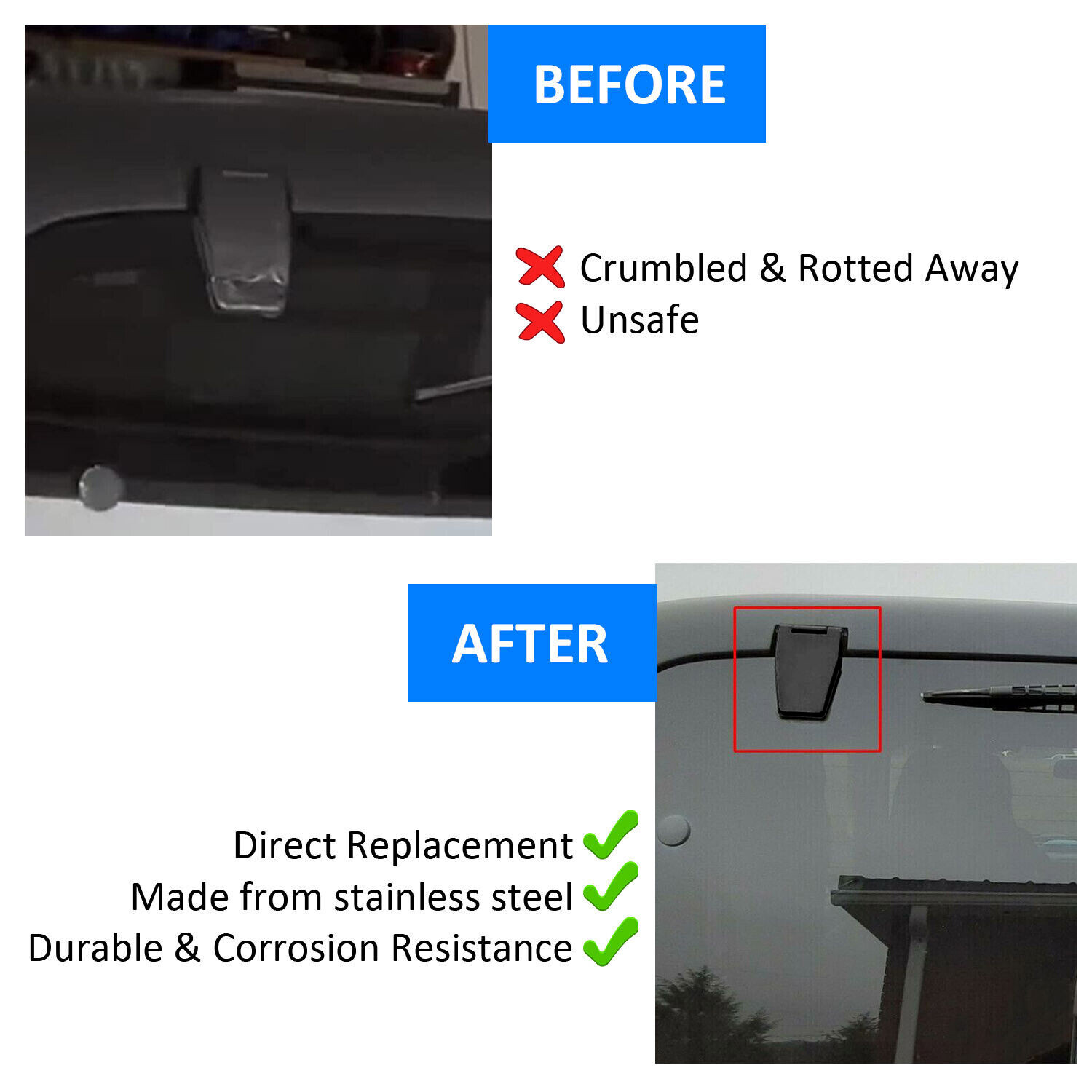 Hardtop Liftgate Glass Hinges Stainless for Jeep Wrangler YJ TJ 87-06 50516