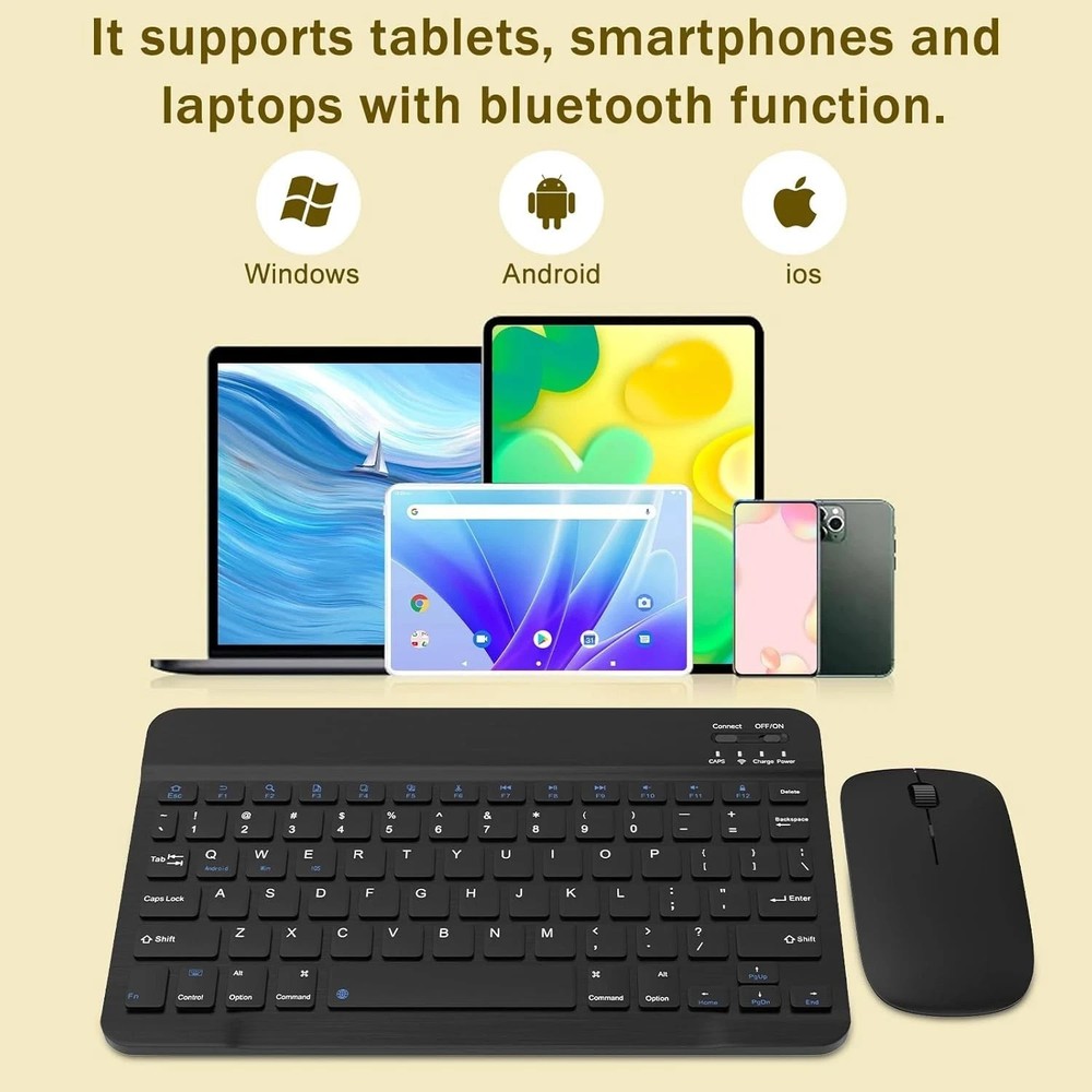 Rechargeable Bluetooth Keyboard and Mouse Combo Universal Ultra-Slim Wireless