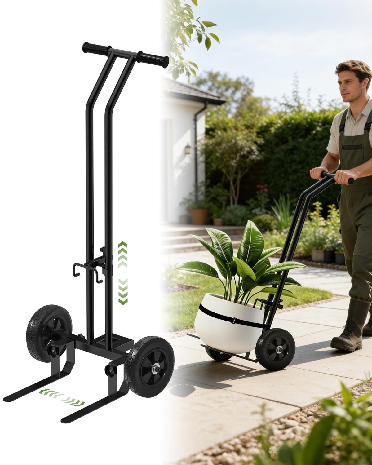 Plant Caddy with Wheels, 220 Lbs Capacity Plant Dolly Cart with Wheels, Handl...