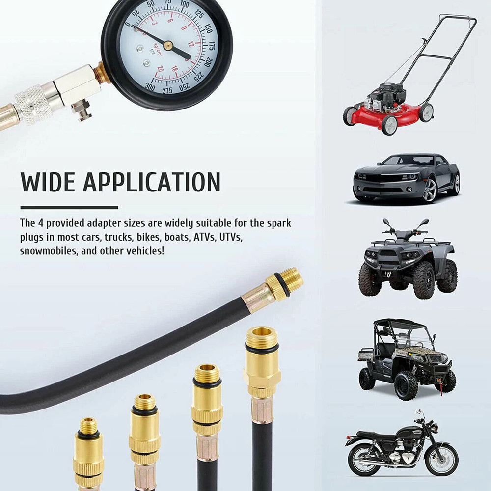 Engine Cylinder Compression Gauge Tester Kit Gas Engine Diagnostic Testing Tool-