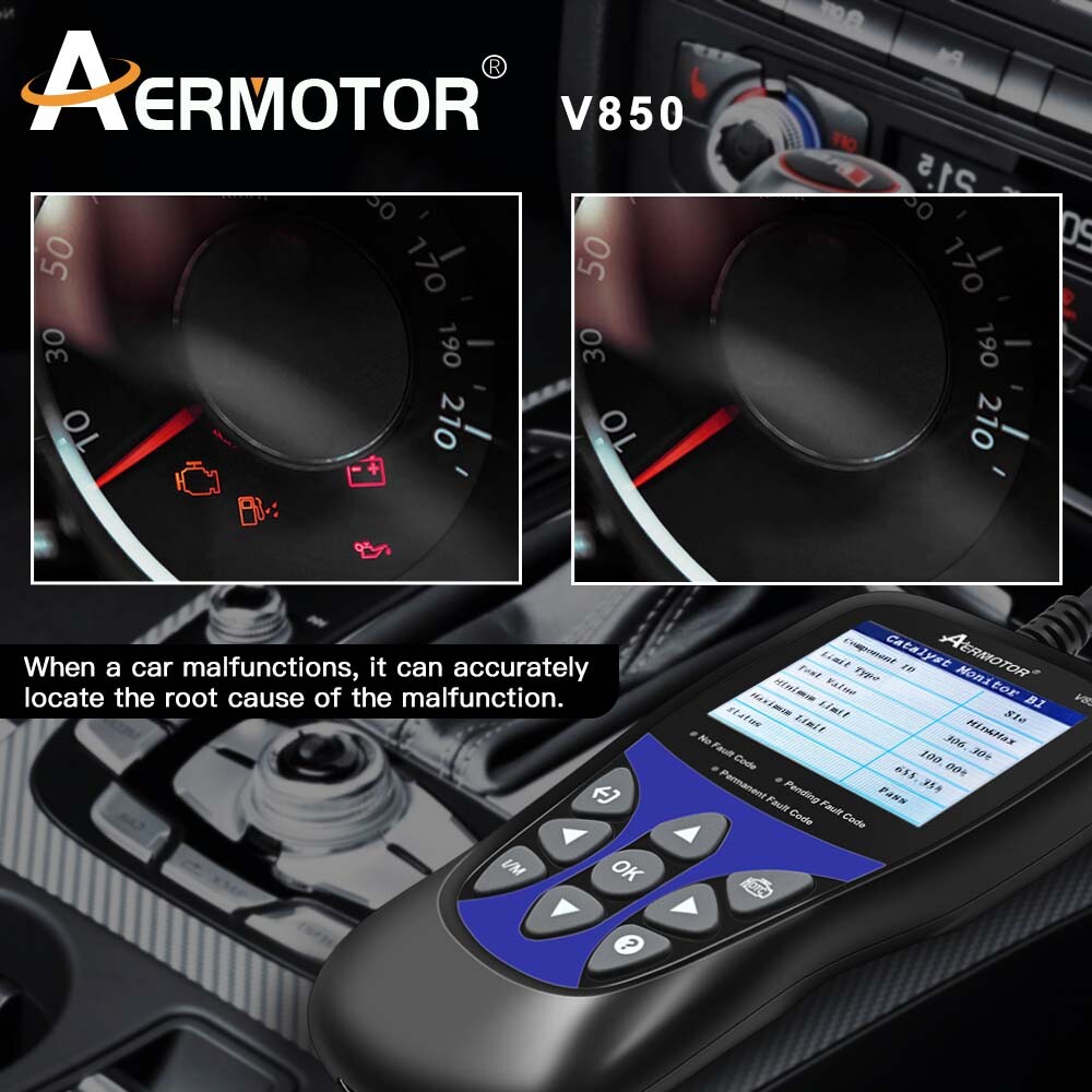 V850 OBD2 CAN OBDII Scanner Code Reader Car Diagnostic Scan Tool Check Engine