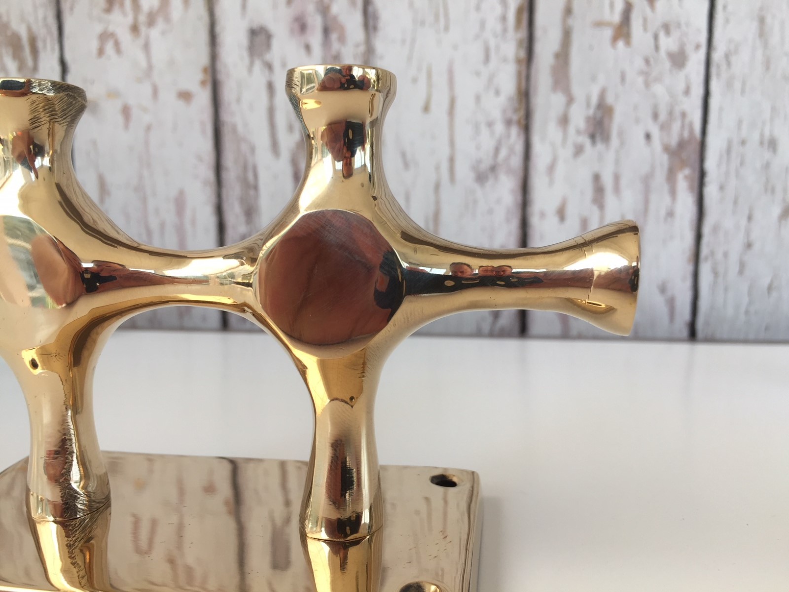 Large Brass Double Cross Bollard Cleat - Nautical Marine Boat Dock Chock -Handle