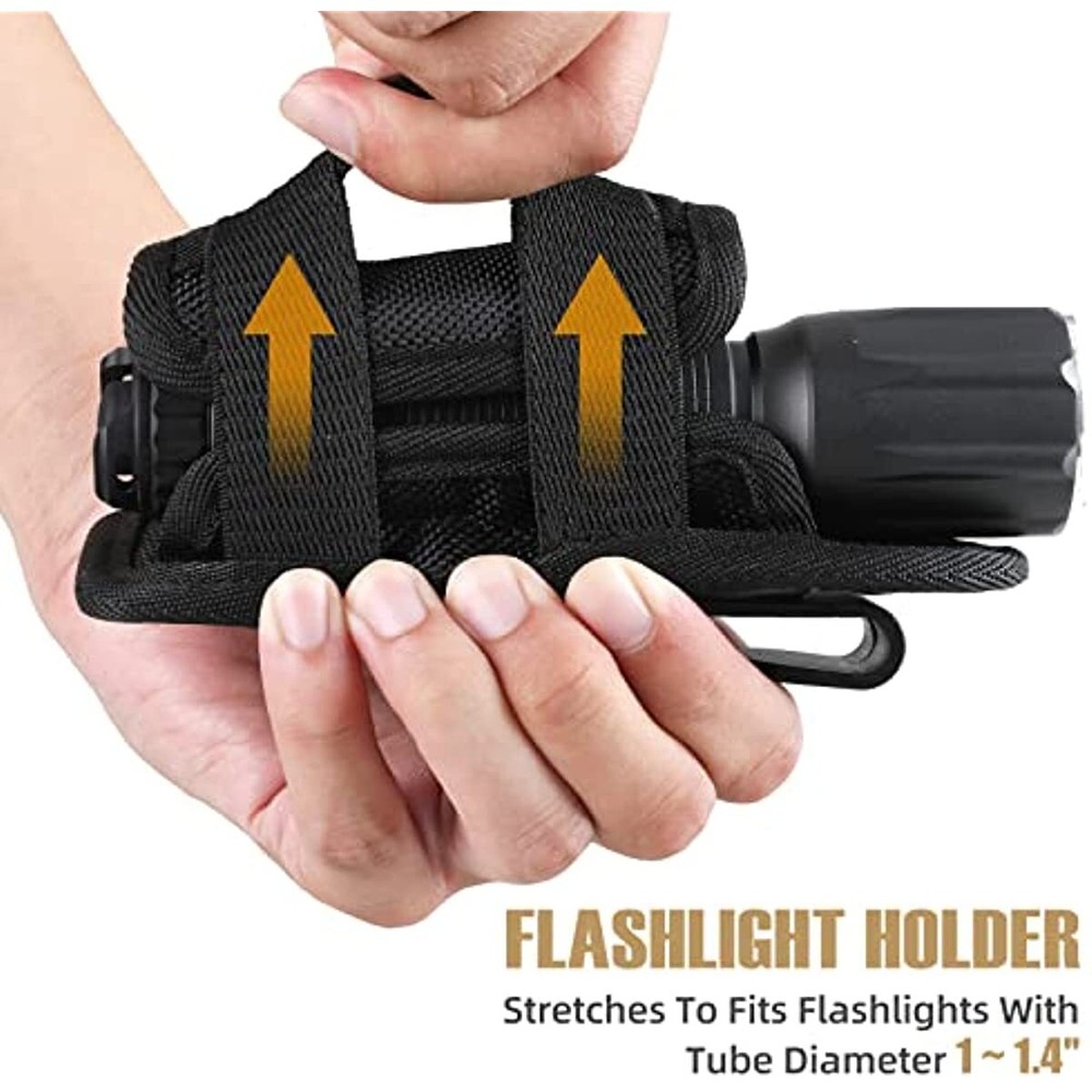 2Pc Tactical Flashlight Pouch Holster Rotatable Flashlight Holder Belt Clip Case