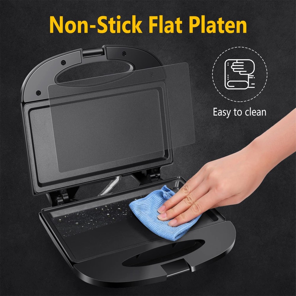Sandwich Maker with Non-stick Deep Grid Surface for Egg, Ham, Steaks Compact