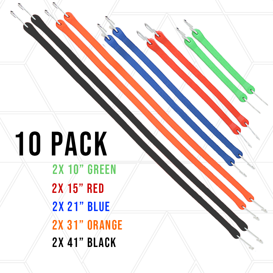 Boxer Assorted EPDM Tarp Strap Color - 10 Pack - 10" 15" 21" 31" 41" Heavy Duty