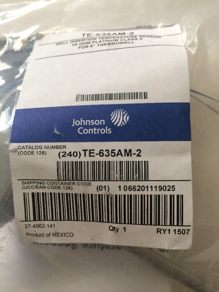 Johnson Controls, TE-635GM-1, Duct Probe Temperature Sensor