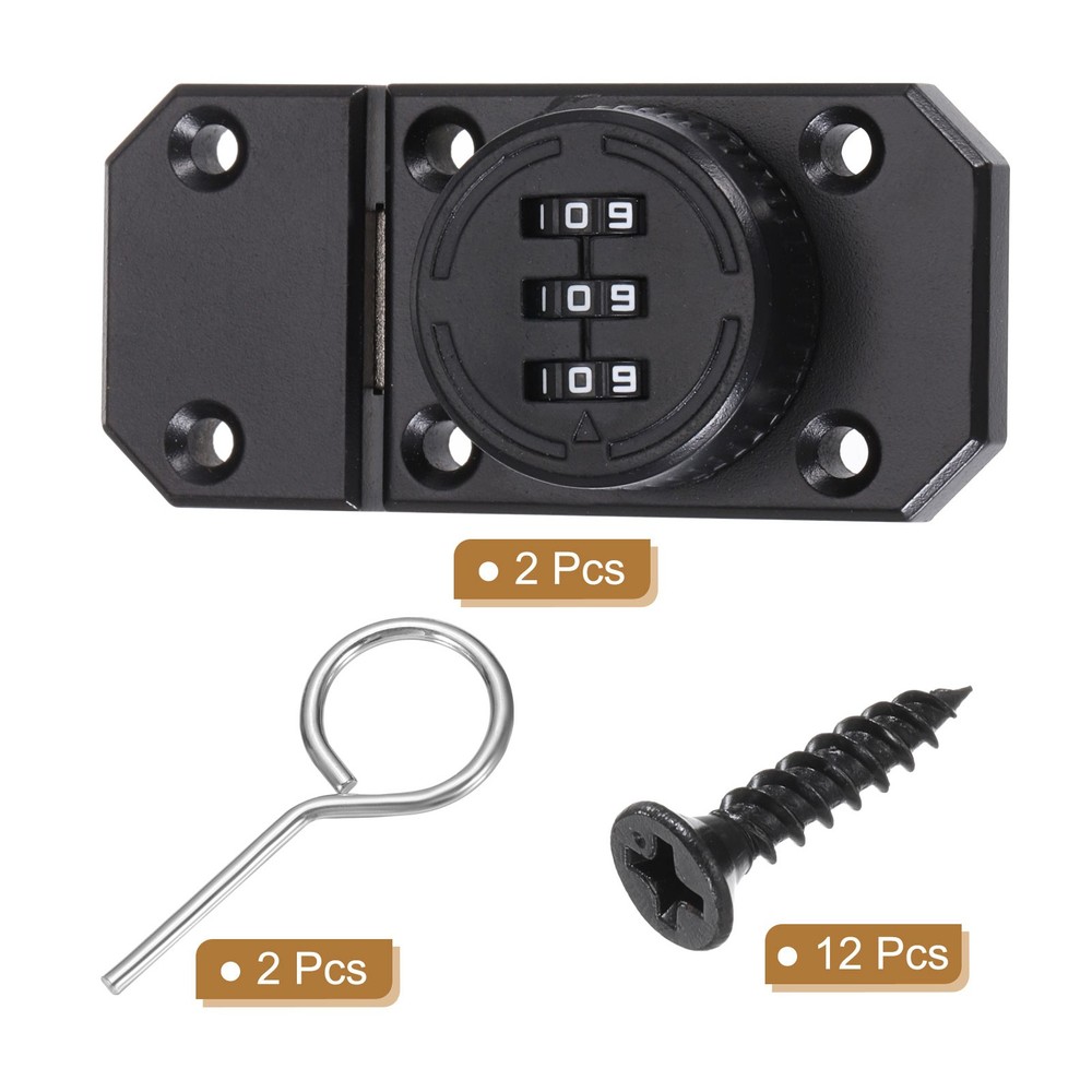 2 Pcs Combination Cabinet Latch Mechanical Keyless Password Lock Black