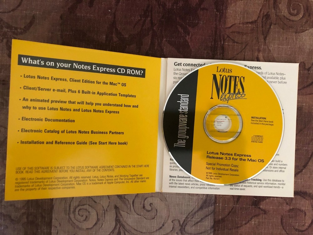 Rare, Vintage Lotus Notes Express Client Edition for MAC OS