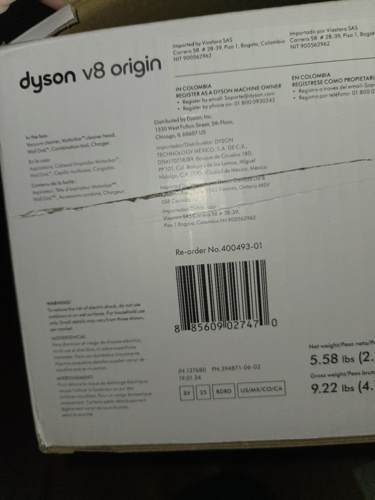 Dyson V8 Origin Cordless Stick Vacuum: Multi-Surface, Cyclonic Action New No Box