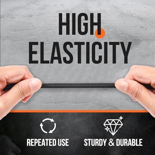Cuerdas elásticas ajustables con ganchos resistentes, paquete de 12, color negro