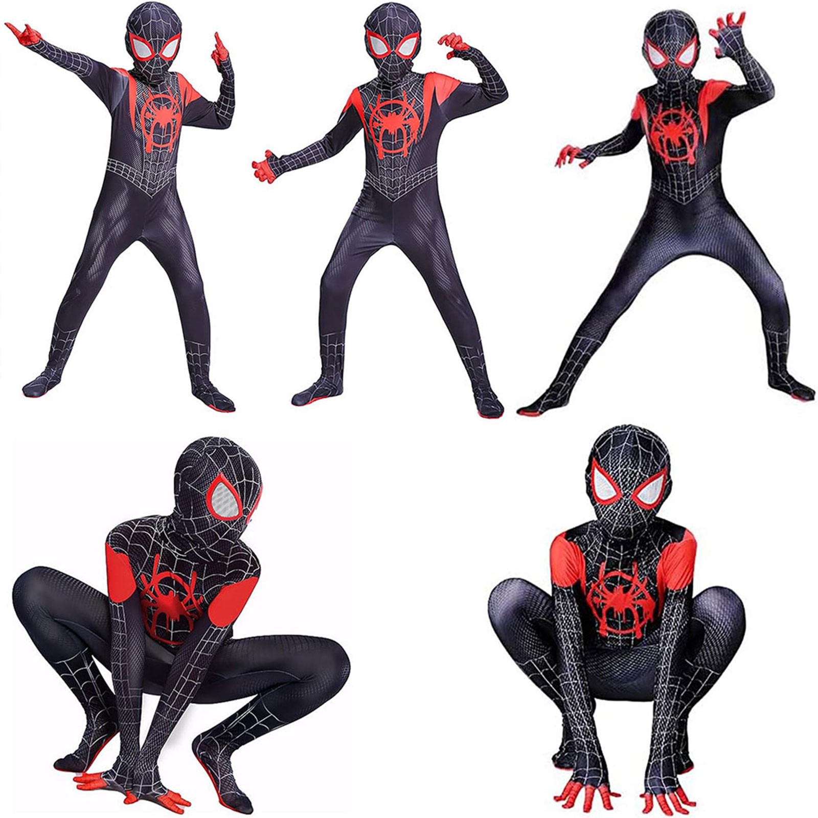 Superhero Spider-Man Costume Miles Halloween Jumpsuit Kids Boys Cosplay Bodysuit