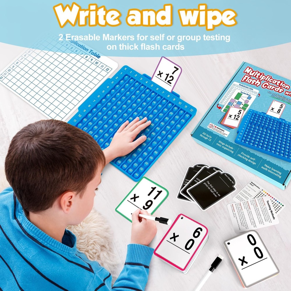 Torlam Multiplication Flash Cards + Math Board, Time Table Chart Flashcards f...