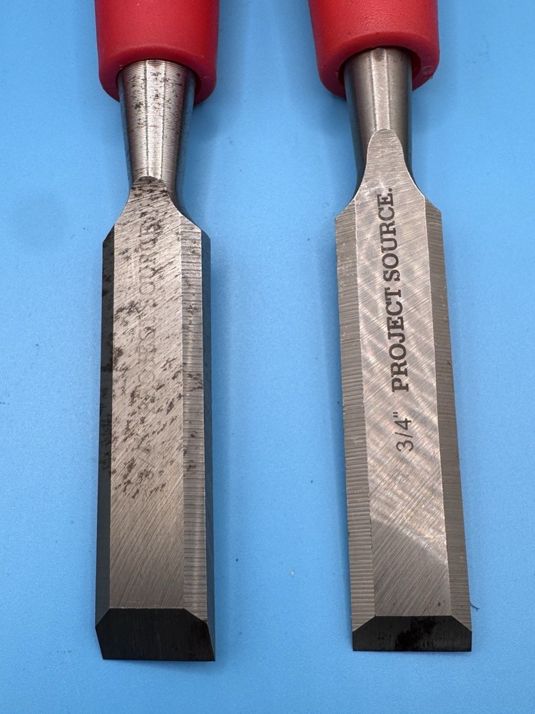 Project Source Wood Chisel Set 6 Pc 1/2” 3/4” 1” Carpentry Woodworking w/ Guards