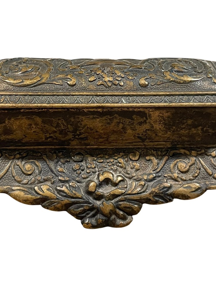 Antique Victorian Scrolled Brass Postage Stamp Holder