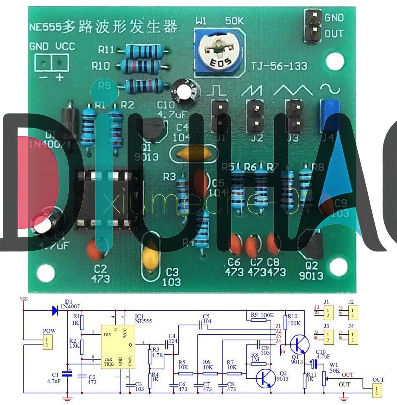 1PCS Multi-Channel NE555 Waveform Generator Module Sine Triangle Square Wave