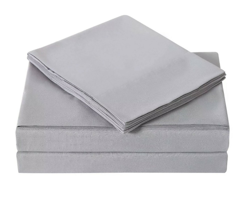 Queen Everyday Microfiber Solid Sheet Set Gray - Truly Soft