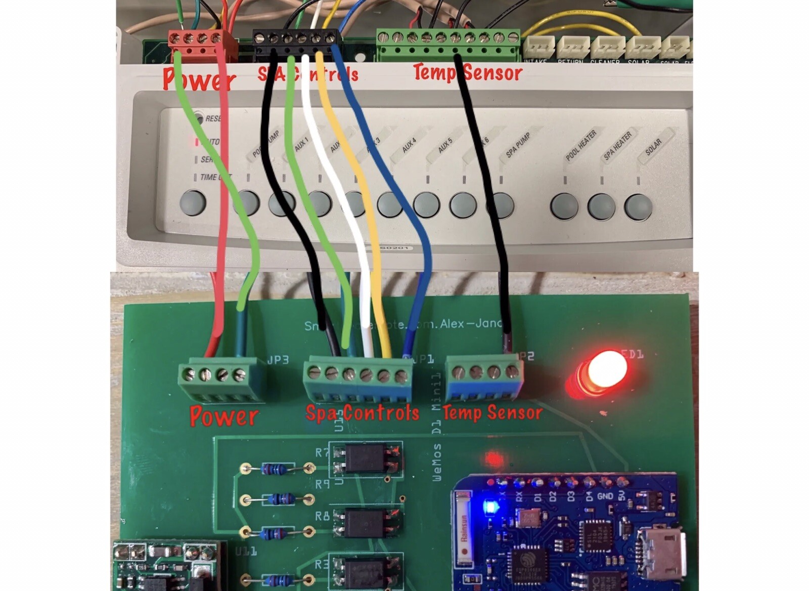 Jandy 7441 (Alexa) Spa Switch Remote - Spa side Remote - 4 relays & Temperature