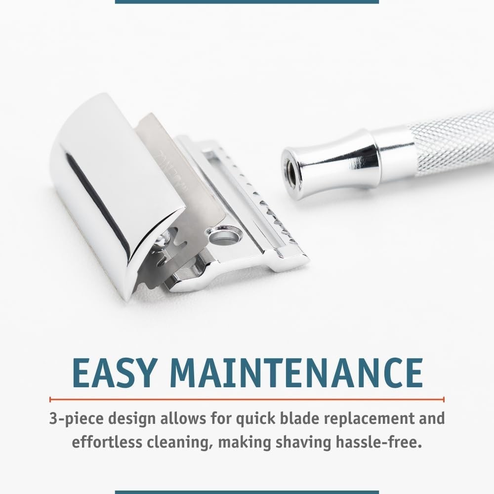 German-Made 23C Double Edge Razor - Smooth Shave with Closed Comb Precision