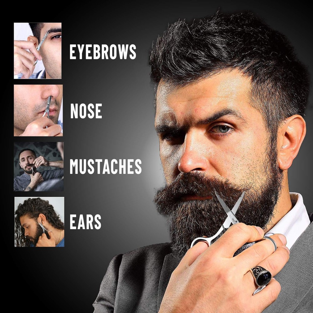 Beard Brush For Men & Beard & Mustache Comb Set with Scissors, Beard Grooming...