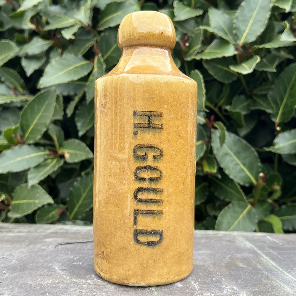 H. Gould Stoneware Old Fashioned Ginger Beer Bottle Rustic Kitchen Décor