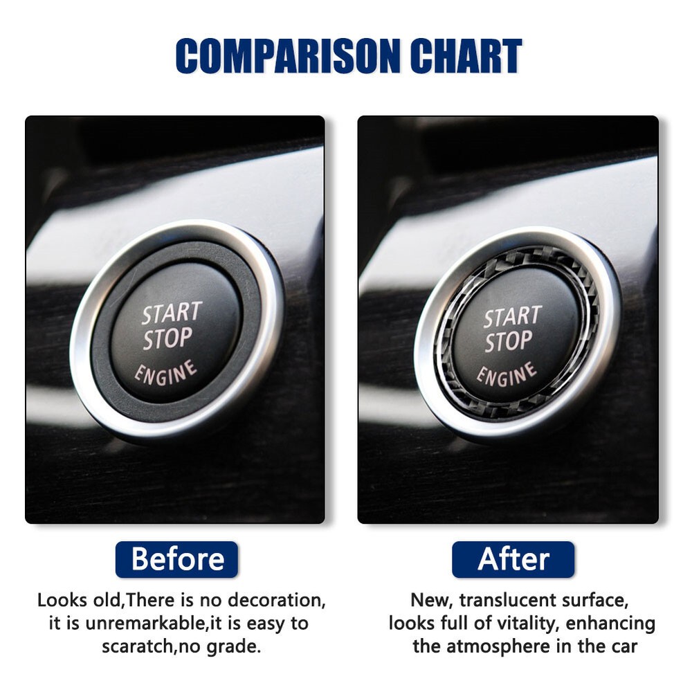 For Bmw E90 E92 E93 Carbon Fiber Engine Stripe Trim Ring Key Ring Accessories