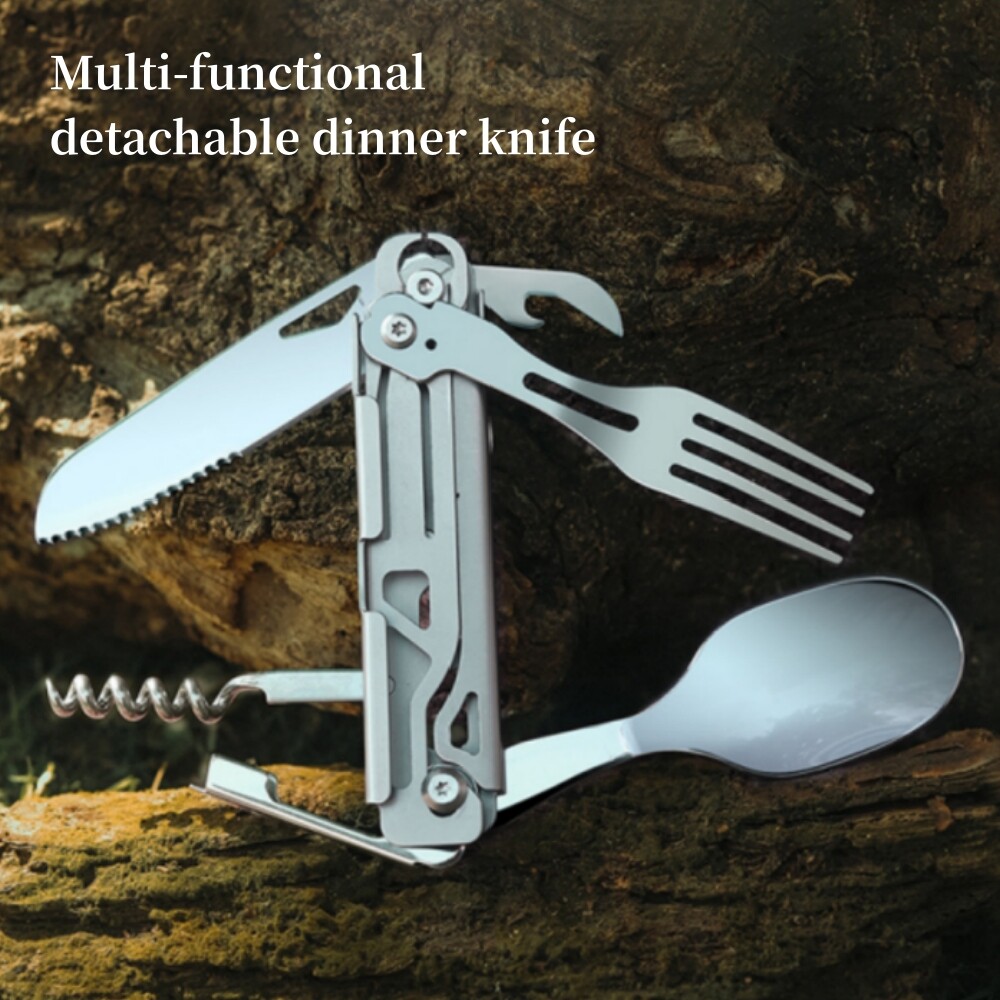 Camping Eating Utensil Set Folding Emergency Cutlery Knife Fork Spoon Kit 2024