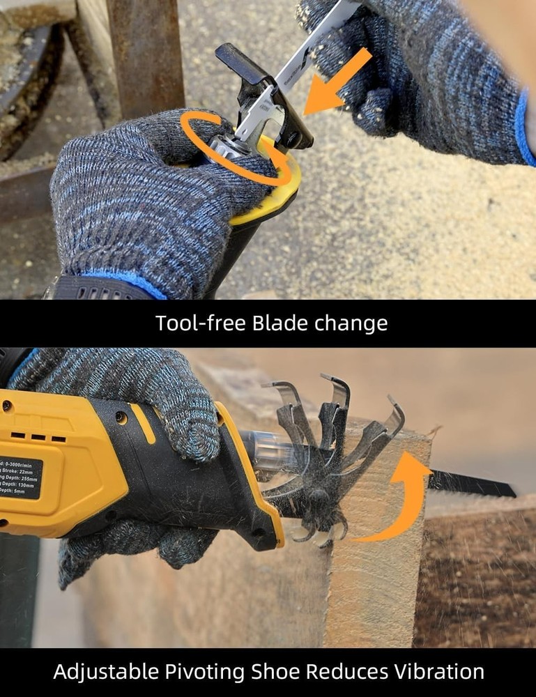 VTEK Brushless Cordless Reciprocating Saw,3 Level Speed Setting