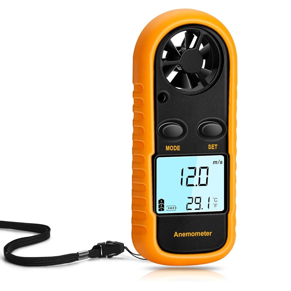 Handheld Digital Anemometer, Wind Speed & Temperature Meter LCD